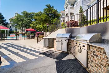 Outdoor bbq grilling and entertainment area